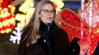 U.S. Representative Jennifer Wexton (D-VA) speaks during Holiday Road Virginia Friends & Family Preview Night 2022 at Morven Park on November 26, 2021, in Leesburg, Virginia.