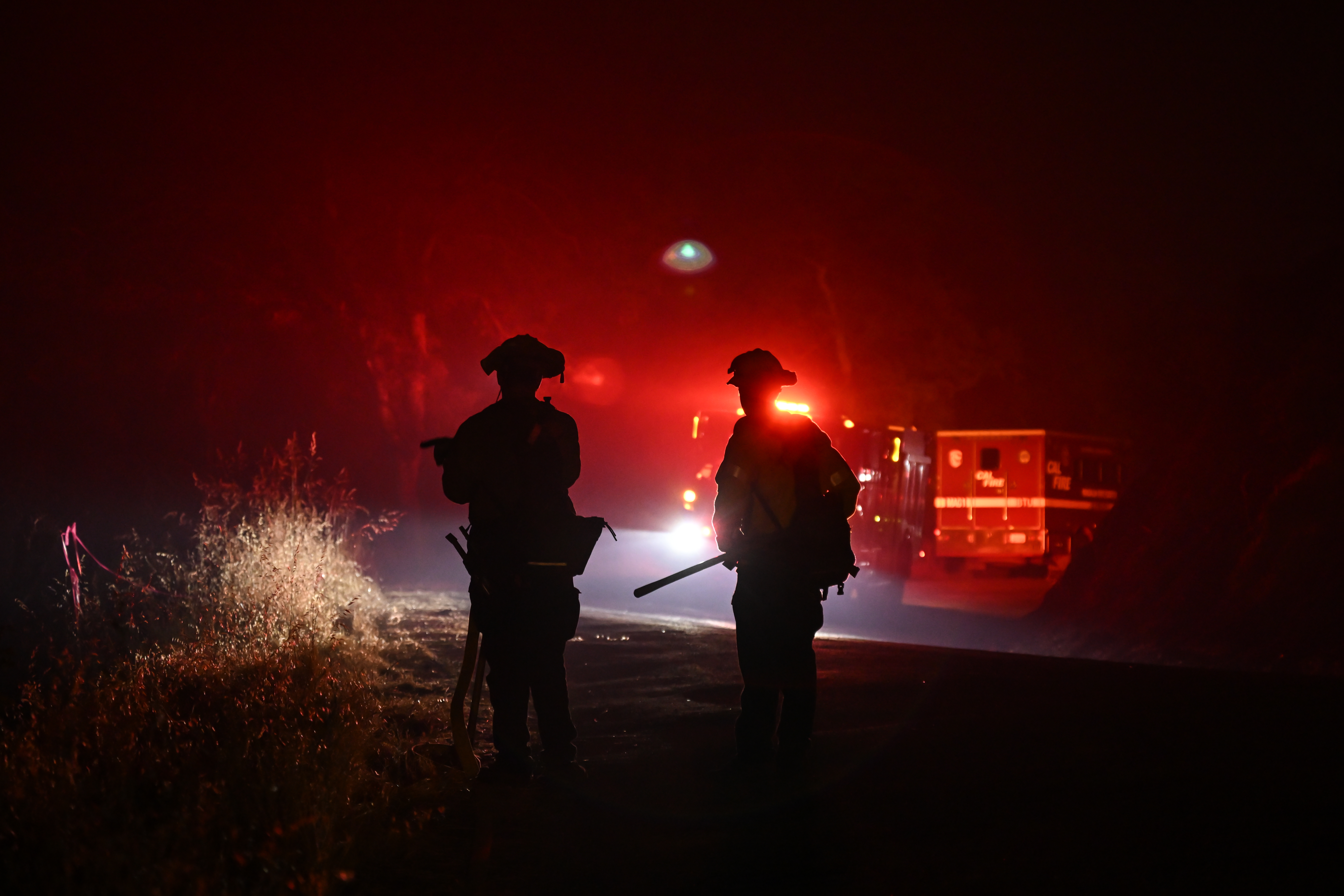 Firefighters are in action as Thompson Fire of wildfires continue in Oroville of Butte County in California, on July 2, 2024.