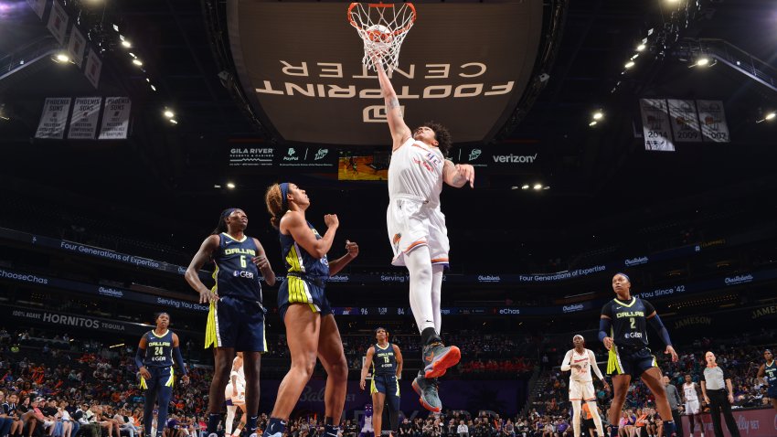 PHOENIX, AZ – JULY 10: Brittney Griner #42 of the Phoenix Mercury drives to the basket during the game against the Dallas Wings on July 10, 2024 NBAE at Footprint Center in Phoenix, Arizona.