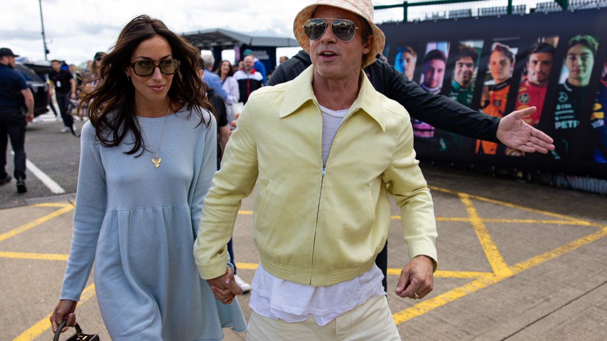Brad Pitt and Ines de Ramon make rare appearance at British Grand Prix