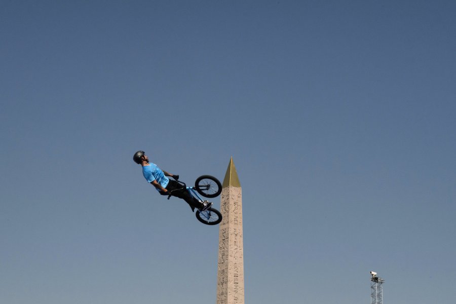 Argentina's Jose Torres Gil takes part in a BMX freestyle training