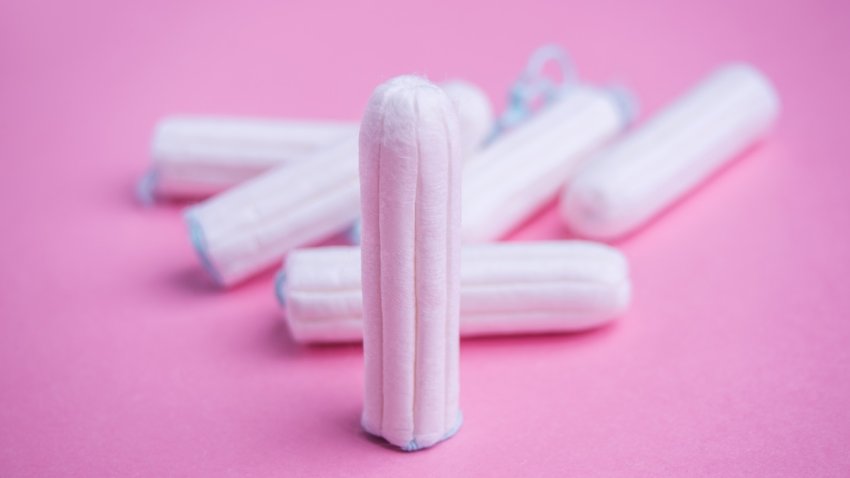 Tampon on pink background