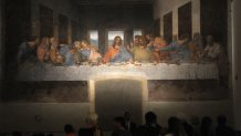 The painting 'The Last Supper' is displayed at the Museo del Cenacolo Vinciano during the Leonardo Da Vinci Prime Idee Per l'Ultima Cena' Exhibition press preview at Cenacolo Vinciano Mesueum on June 18, 2018 in Milan, Italy.