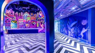 Meow Wolf Grapevine zig zag neon room