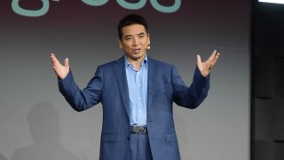 Zoom CEO Eric Yuan speaks at the Dropbox Work In Progress Conference in San Francisco on Sept. 25, 2019.
