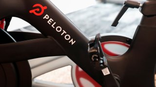 A Peloton exercise bike is seen after the ringing of the opening bell for the company’s initial public offering at the Nasdaq MarketSite in New York City, New York, on Sept. 26, 2019.