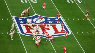 Brock Purdy, #13 of the San Francisco 49ers, prepares to take a snap in the first quarter against the Kansas City Chiefs during Super Bowl LVIII at Allegiant Stadium in Las Vegas on Feb. 11, 2024.