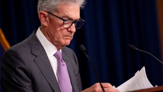 Federal Reserve Chairman Jerome Powell takes a question from a reporter during a news conference following a Federal Open Market Committee meeting at the William McChesney Martin Jr. Federal Reserve Board Building on July 31, 2024 in Washington, DC. 