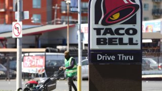 A sign in front of a Taco Bell restaurant in Richmond, California, on May 1, 2024.