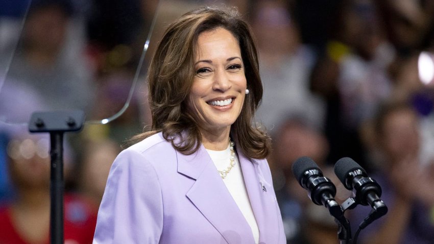 US Vice President and Democratic presidential candidate Kamala Harris speaks during a campaign rally at the Thomas and Mack Center, University of Nevada in Las Vegas, Nevada, on August 10, 2024. 