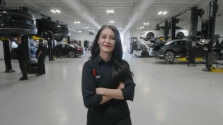 Crist Morillon, 27, is a service technician at auto manufacturer Lucid Motors. She says the job helped her save enough to buy her first house.