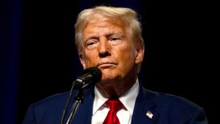 Republican presidential nominee, former U.S. President Donald Trump speaks during the National Guard Association of the United States’ 146th General Conference & Exhibition at Huntington Place Convention Center on August 26, 2024 in Detroit, Michigan.