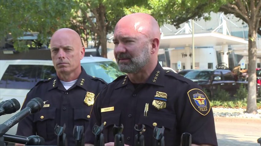Fort Worth Police Department holds press conference regarding officer fatally hit at scene of crash