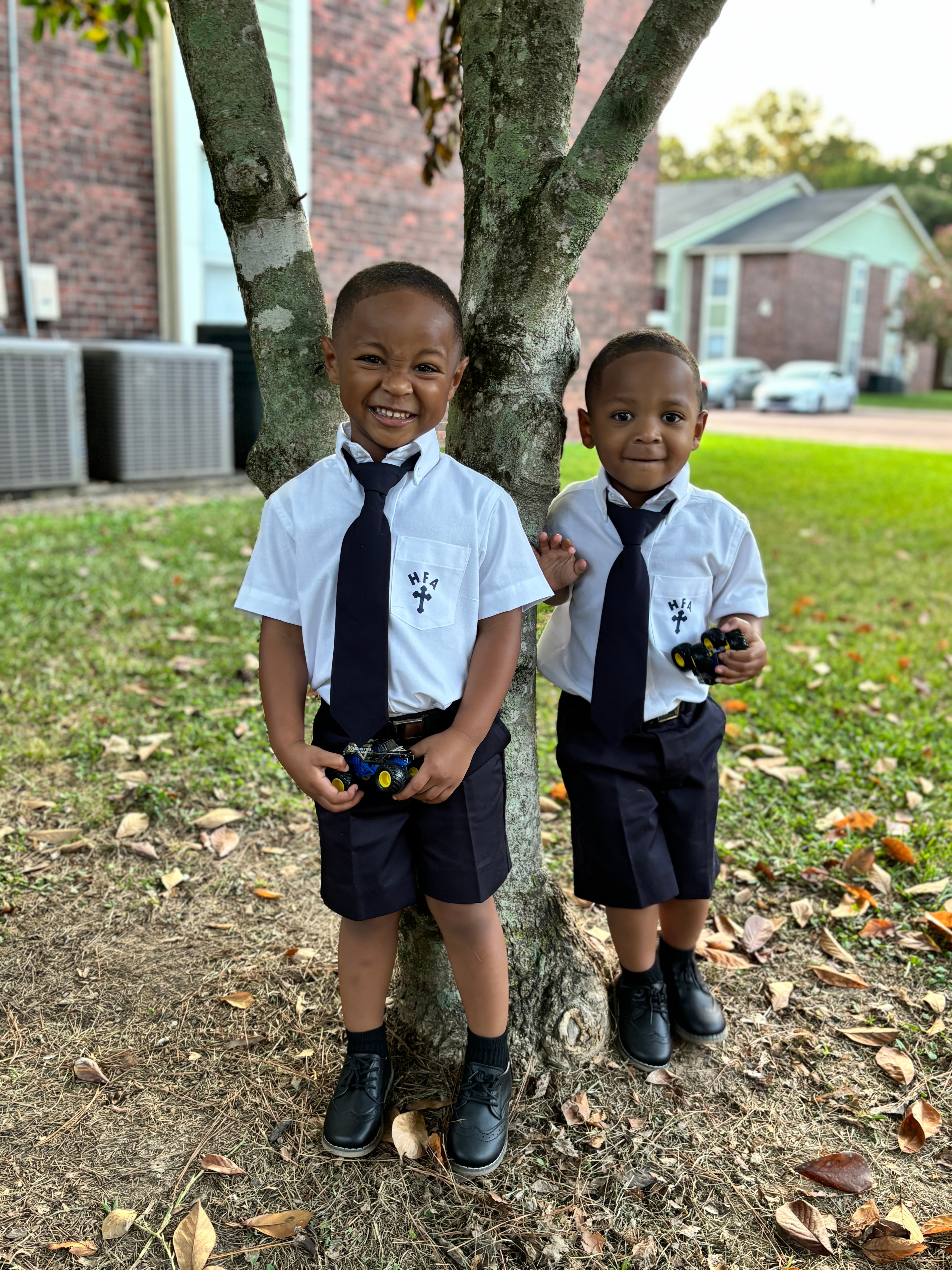 My Grandsons (twins) are heading off to Holy Family School in Natchez Ms.