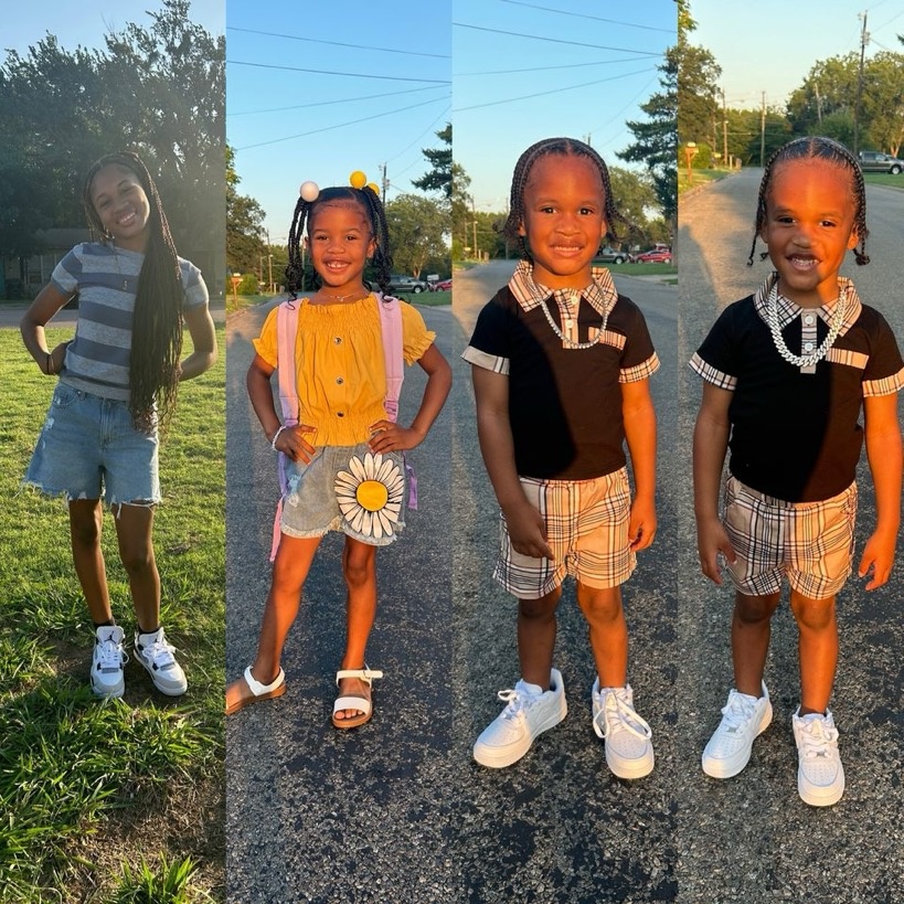 Here is Jaidyn going to high school(9th), Minnie is going to 1st grade, and Jaxson and Dion starting their education in Pre-K. Have a great year!