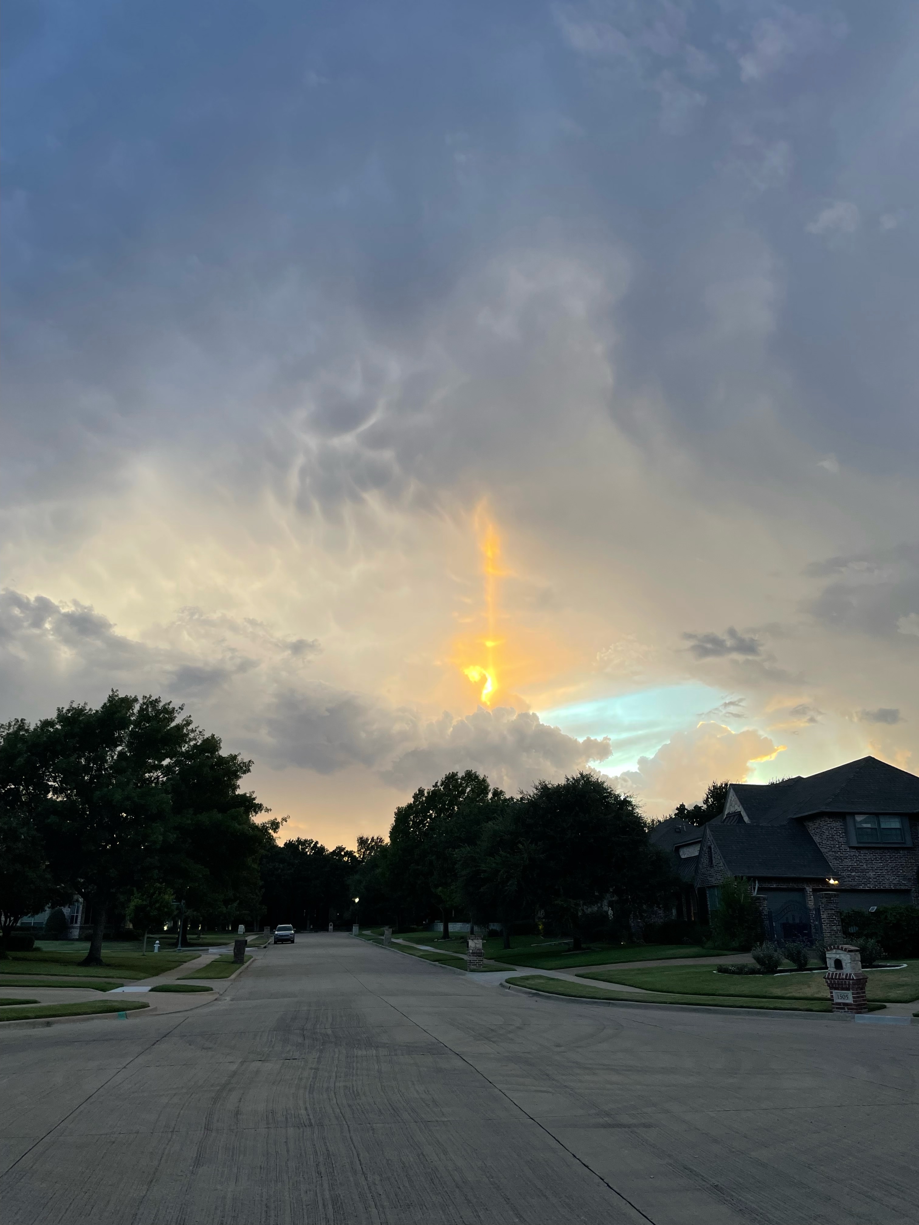 From Keller. No rain but pretty cool sunset.