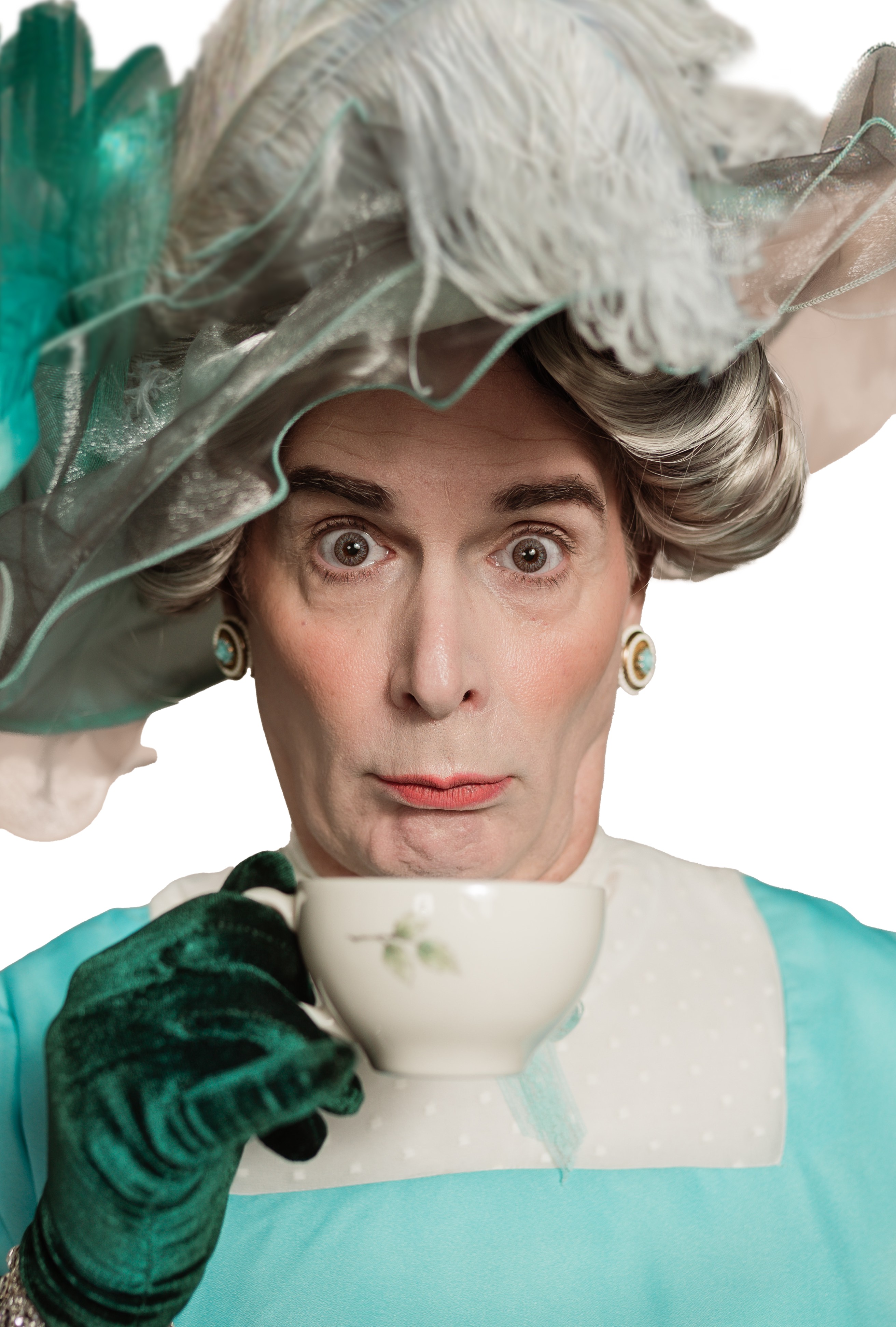 Lady Bracknell with tea cup Paul T. Taylor The Importance of Being Earnest Stage West Fort Worth