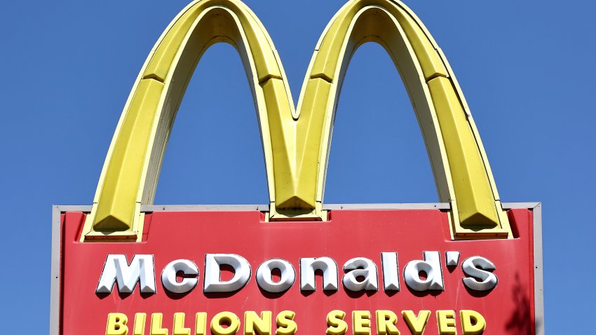 GLENDALE, CALIFORNIA – JULY 22: The McDonald’s logo is displayed at a McDonald’s restaurant on July 22, 2024 in Glendale, California. McDonald’s is extending its $5 meal deal in most U.S. restaurants past its initial four-week offering with the fast-food icon saying the offer has driven customers back to its restaurants. (Photo by Mario Tama/Getty Images)