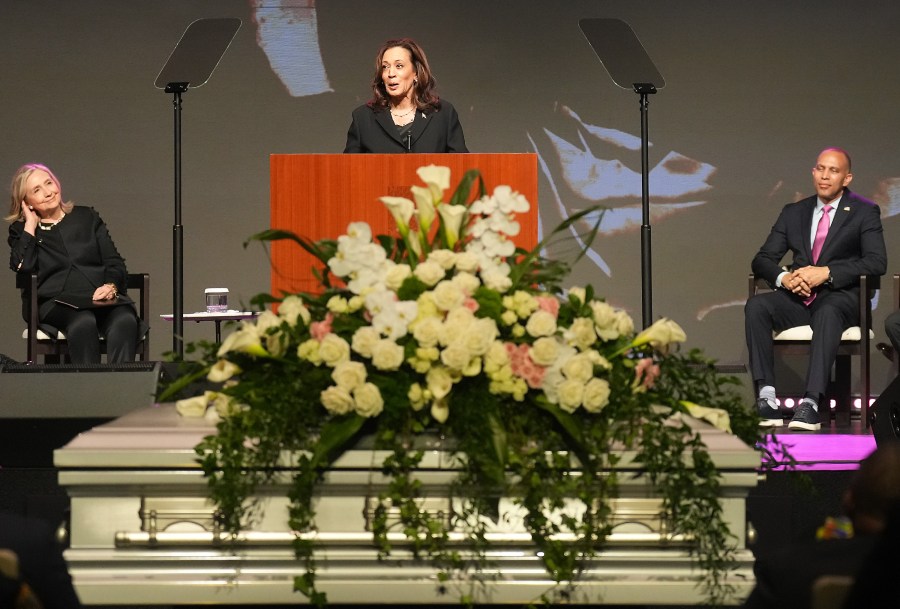 vice president kamala harris at the funeral for US Rep. Sheila Jackson Lee