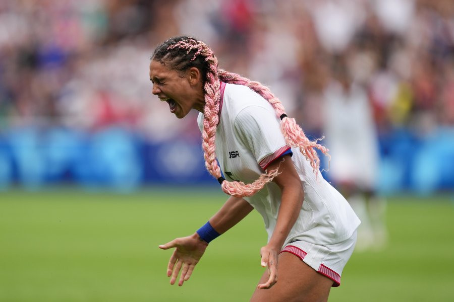 Trinity Rodman of the United States celebrates scoring