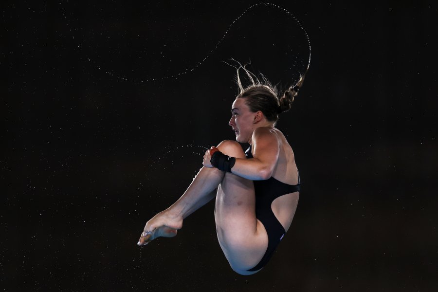 Lois Toulson of Team Great Britain competes in the Women's 10m Platform Semifinal