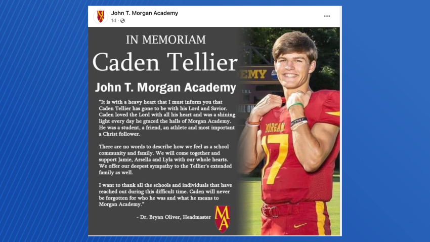 Facebook post with memorial post for Caden Tellier