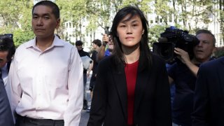 Linda Sun, a former aide to New York State Governor Kathy Hochul, exits Brooklyn Federal court with Chris Hu after Linda was charged with acting as an unregistered agent of China’s government, in New York City, U.S., September 3, 2024.