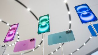 New models of the Apple iPhone 16 are displayed after Apple’s “It’s Glowtime” event in Cupertino, California, September 9, 2024. 