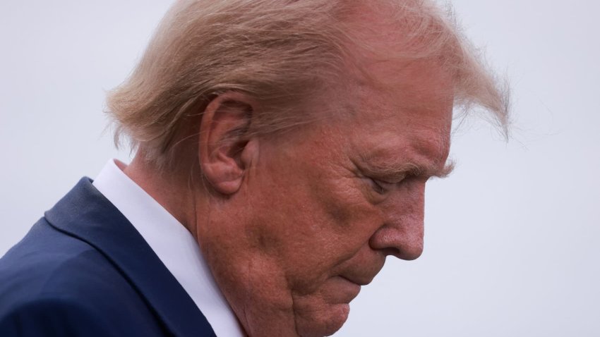 Republican presidential nominee and former U.S. President Donald Trump looks down on the day he attends a press conference at Trump National Golf Club in Rancho Palos Verdes, California, on Sept. 13, 2024.