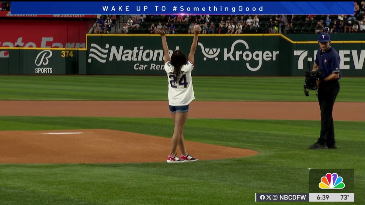 Olympic champion Hezly Rivera flips before Rangers first pitch – NBC 5