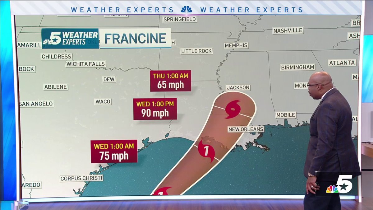 Tropical Storm Francine likely to become Category 1 hurricane – NBC 5 ...