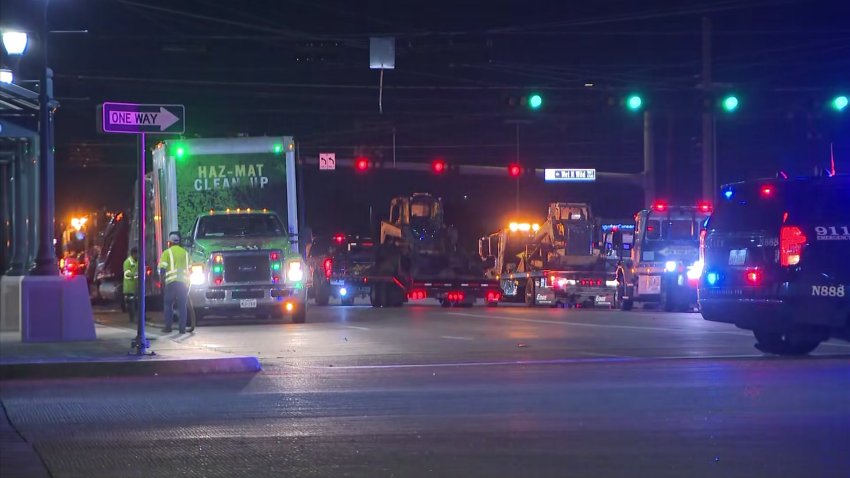 A livestock trailer overturned in North Arlington on Monday, Sept. 16, 2024, killing as many as 45 head of cattle.