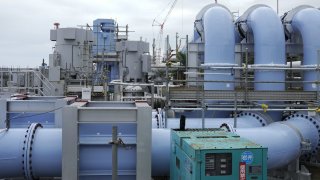 The advanced liquid processing system (ALPS), used for treating accumulated contaminated water, during a media tour at Tokyo Electric Power Co's (TEPCO) Fukushima Dai-Ichi nuclear power plant in Futaba, Fukushima, Japan, on July 21, 2023. The plan for TEPCO to release the wastewater equivalent in volume to about 500 Olympic-size swimming pools has drawn fierce criticism from China and stirred wider regional concerns.