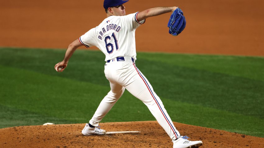 ARLINGTON, TX – SEPTEMBER 5: Cody Bradford #61 of the Texas Rangers pitches against the Los Angeles Angels during the sixth inning at Globe Life Field on September 5, 2024 in Arlington, Texas.