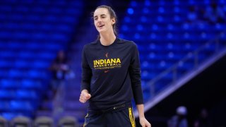 Caitlin Clark #22 of the Indiana Fever warms up before the game against the Dallas Wings at College Park Center on September 01, 2024 in Arlington, Texas.