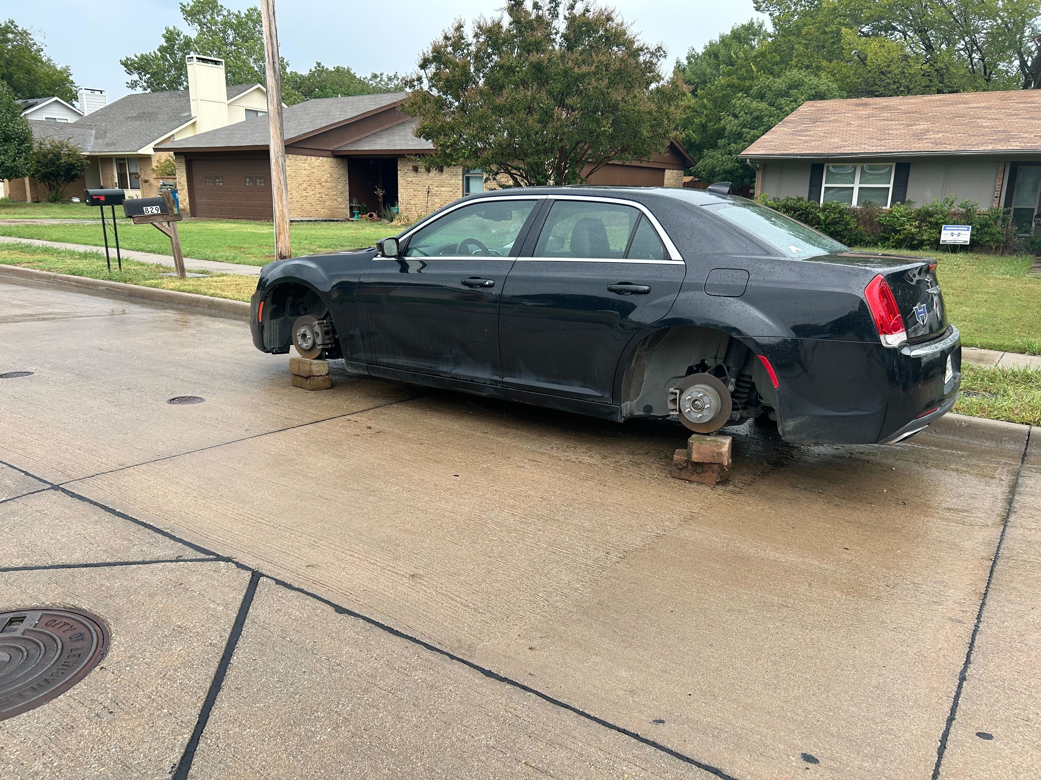 Lewisville vehicle left on bricks in wave of wheel, tire thefts NBC 5