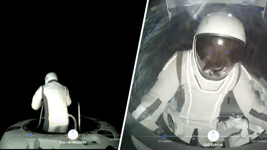 This image made from a SpaceX video shows the start of the first private spacewalk led by tech billionaire Jared Isaacman Thursday Sept. 12, 2024.