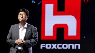 Chairman of Foxconn Young Liu delivers a speech during the Hon Hai Tech Day in Taipei on Oct. 18, 2023.