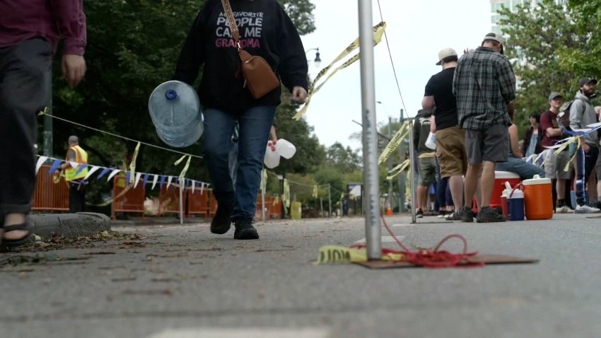 People line up for water in Asheville