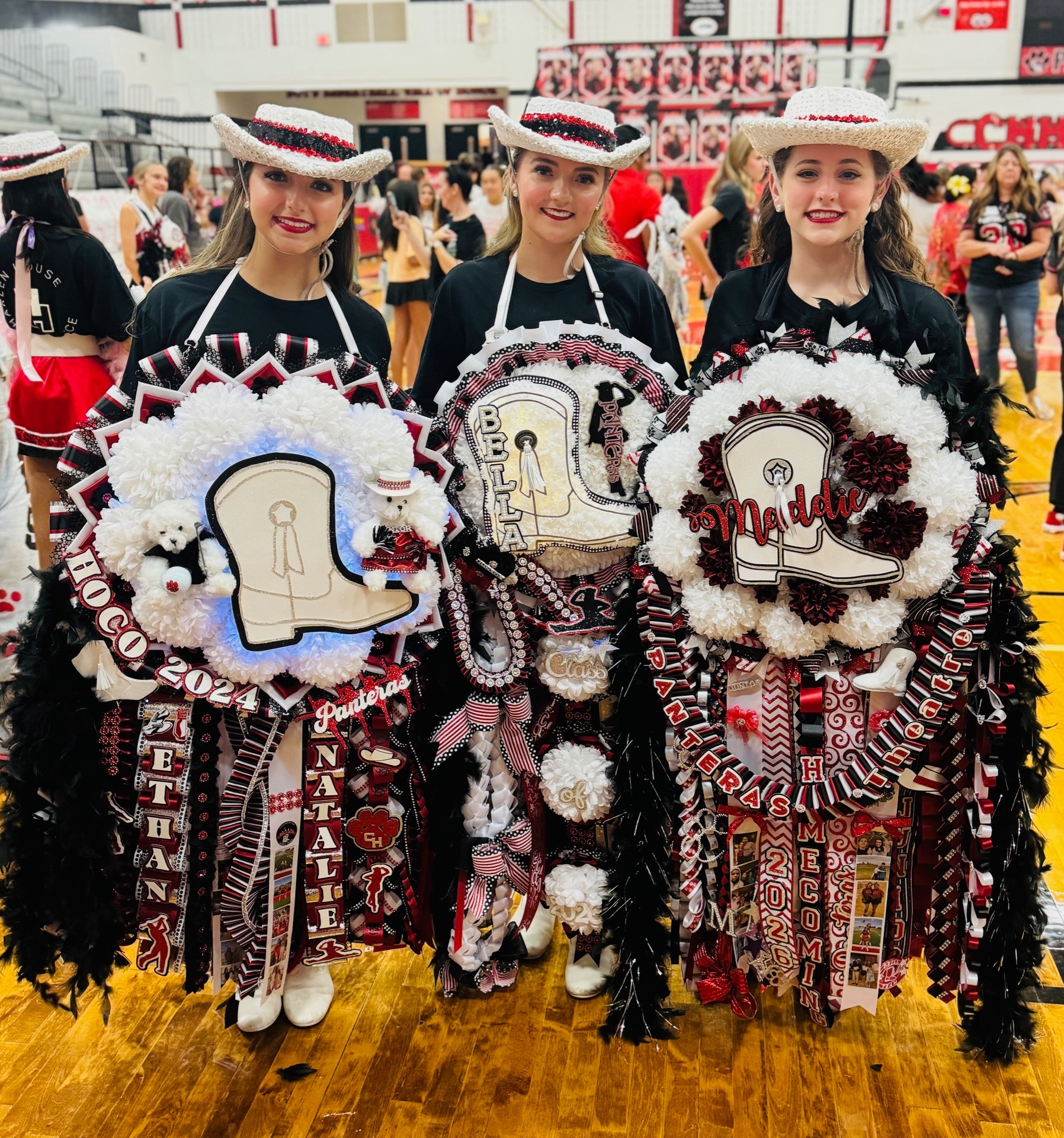 Colleyville Heritage HS Juniors and Premier Panteras Drill team members (left to right) Natalie, Bella, Maddie