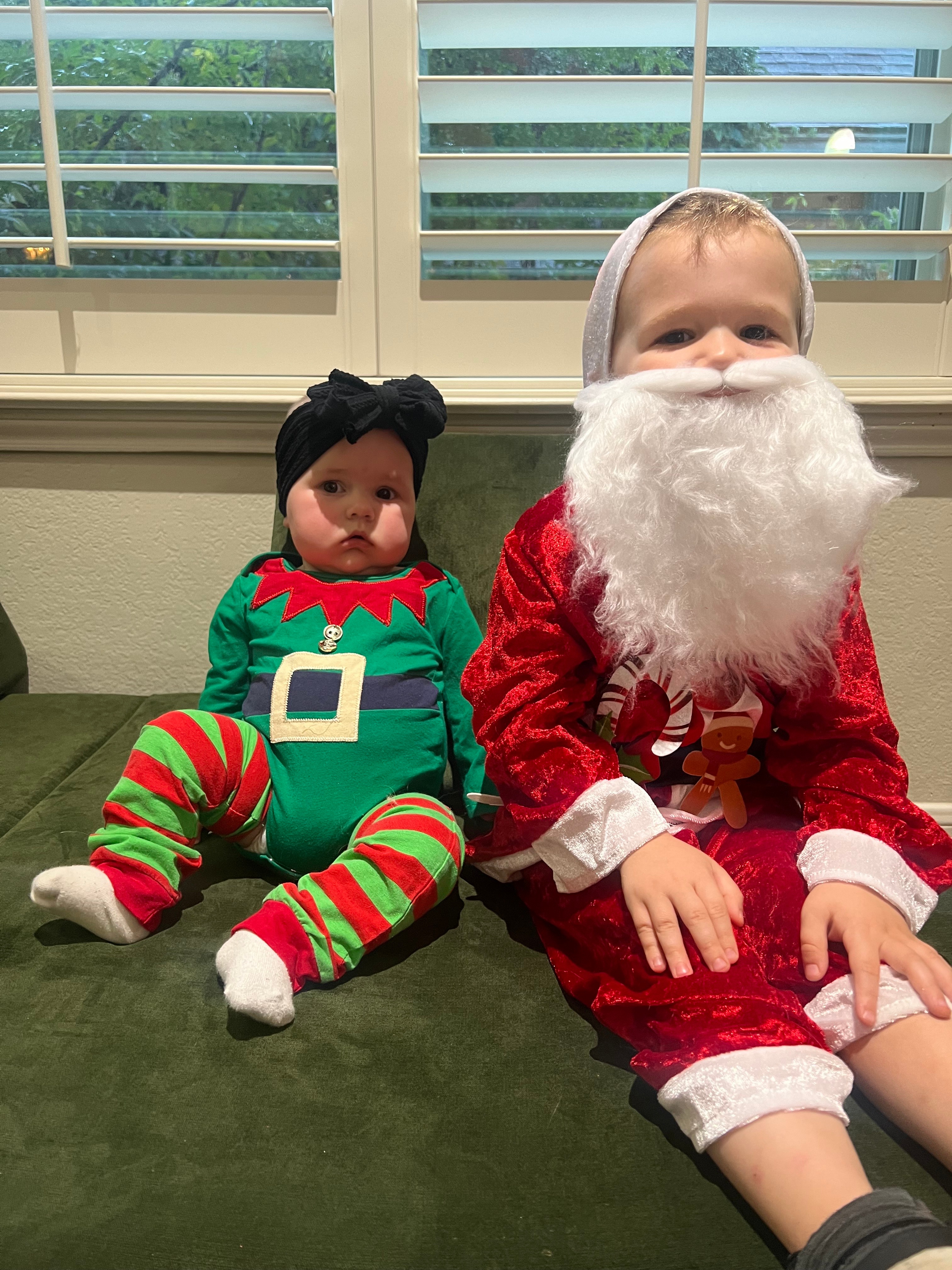 My 3 year old son wanted to be Santa for Halloween 2024. His little sister<br />
is his helper elf 🙂