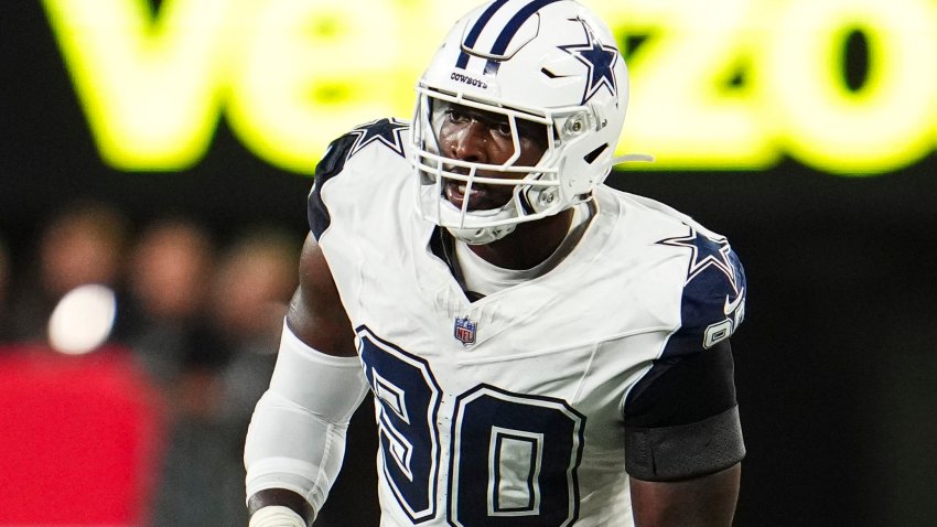 EAST RUTHERFORD, NJ – SEPTEMBER 26: DeMarcus Lawrence #90 of the Dallas Cowboys lines up before the snap during an NFL football game against the New York Giants at MetLife Stadium on September 26, 2024 in East Rutherford, New Jersey.