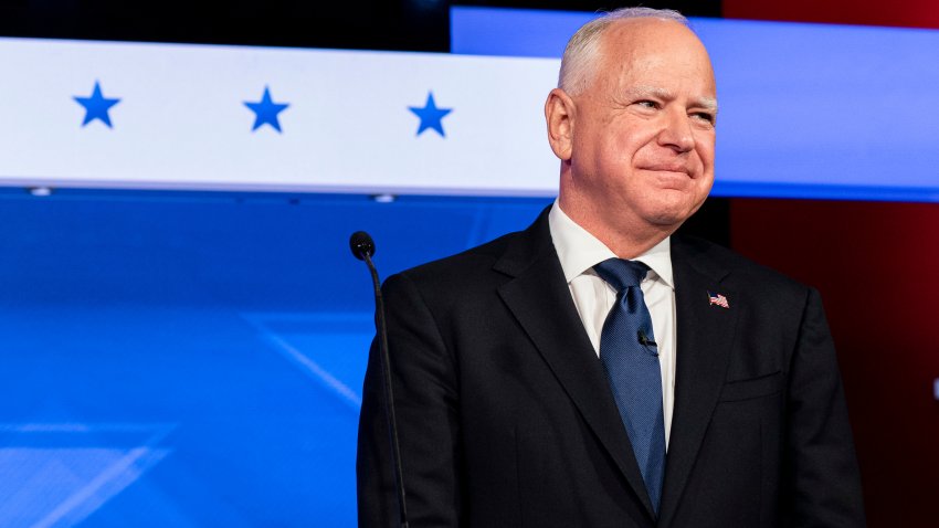 Tim Walz, governor of Minnesota and Democratic vice-presidential nominee, during the first vice presidential debate at the CBS Broadcast Center in New York, US, on Tuesday, Oct. 1, 2024.