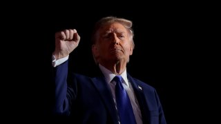 LATROBE, PENNSYLVANIA - OCTOBER 19: Republican presidential nominee, former U.S. President Donald Trump gestures after speaking at a campaign rally on October 19, 2024, in Latrobe, Pennsylvania. There are 17 days remaining until the U.S. presidential election, which will take place on Tuesday, November 5, 2024.