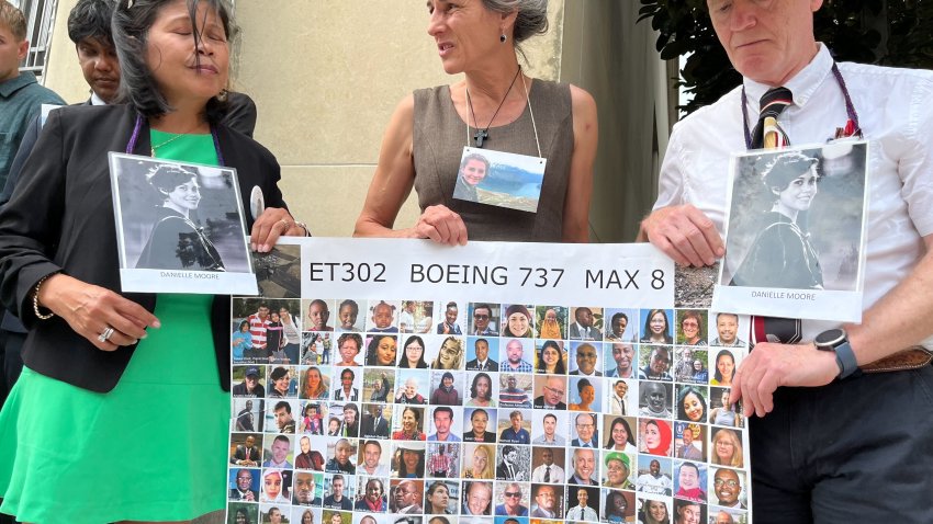 Families of Boeing crash victims gather in Fort Worth for a hearing over a plea deal between Boeing and the U.S. Department of Justice. (NBC 5 photo/Tahera Rahman)