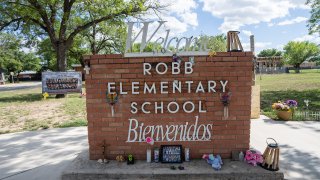 Memorials honor the lives lost at Robb Elementary School in Uvalde, Texas Tuesday, June 25, 2024. (Mikala Compton/American-Statesman / USA TODAY)