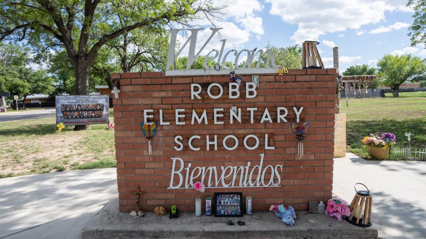 Memorials honor the lives lost at Robb Elementary School in Uvalde, Texas Tuesday, June 25, 2024. (Mikala Compton/American-Statesman / USA TODAY)