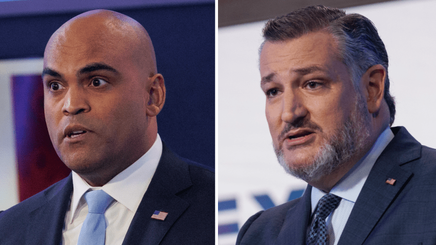 U.S. Rep. Colin Allred, left, and U.S. Sen. Ted Cruz, take part in a debate on Tuesday, Oct. 15, 2024 in Dallas, Texas.