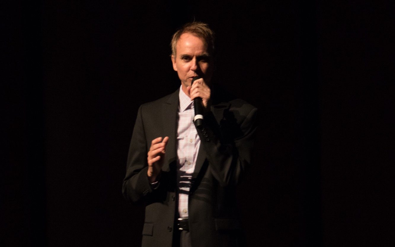 Douglas Pipes speaking at Dallas Chamber Symphony premiere of The Lodger 2014