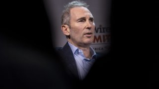 Amazon CEO Andy Jassy speaks during the GeekWire Summit in Seattle on Oct. 5, 2021.